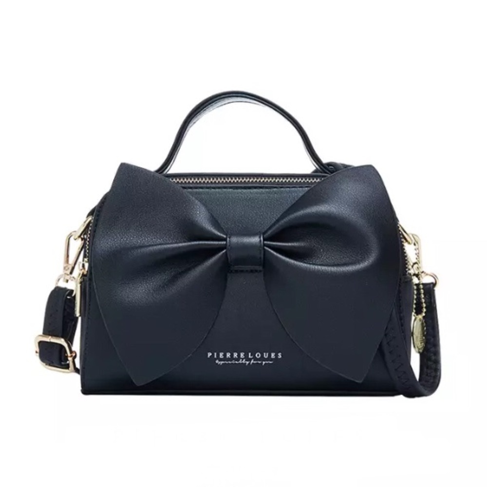 Black Big Bow Small Crossbody Shoulder Bag Handbag - Picture 1 of 11